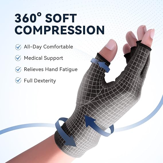 Ozynak Relief™ Arthritis Compression Gloves – Fingerless Support for Pain, Swelling & Circulation