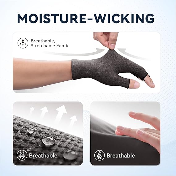 Ozynak Relief™ Arthritis Compression Gloves – Fingerless Support for Pain, Swelling & Circulation