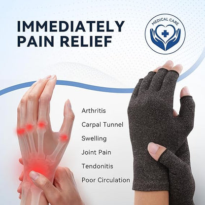 Ozynak Relief™ Arthritis Compression Gloves – Fingerless Support for Pain, Swelling & Circulation